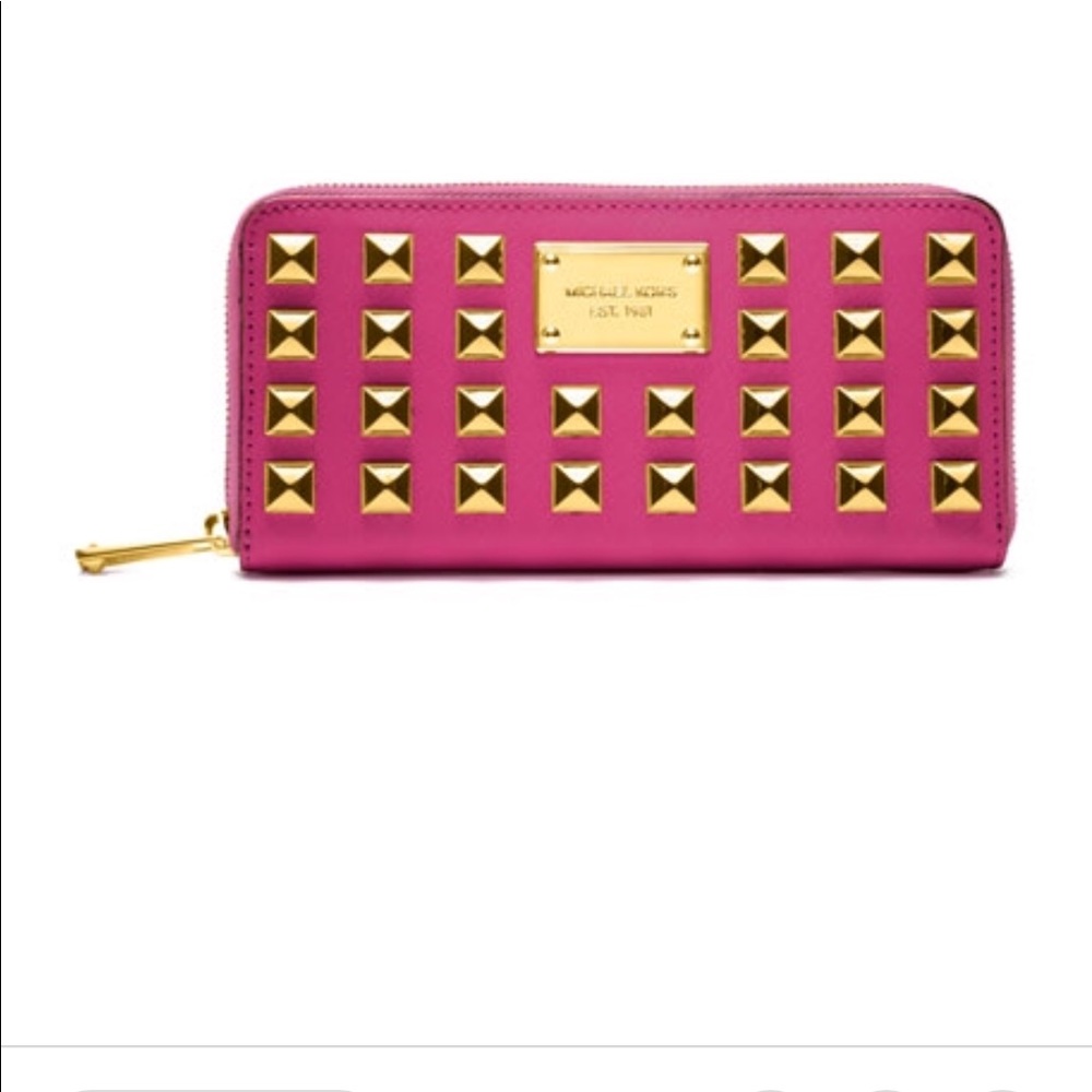 Michael Kors pyramid Stud Pink Wallet